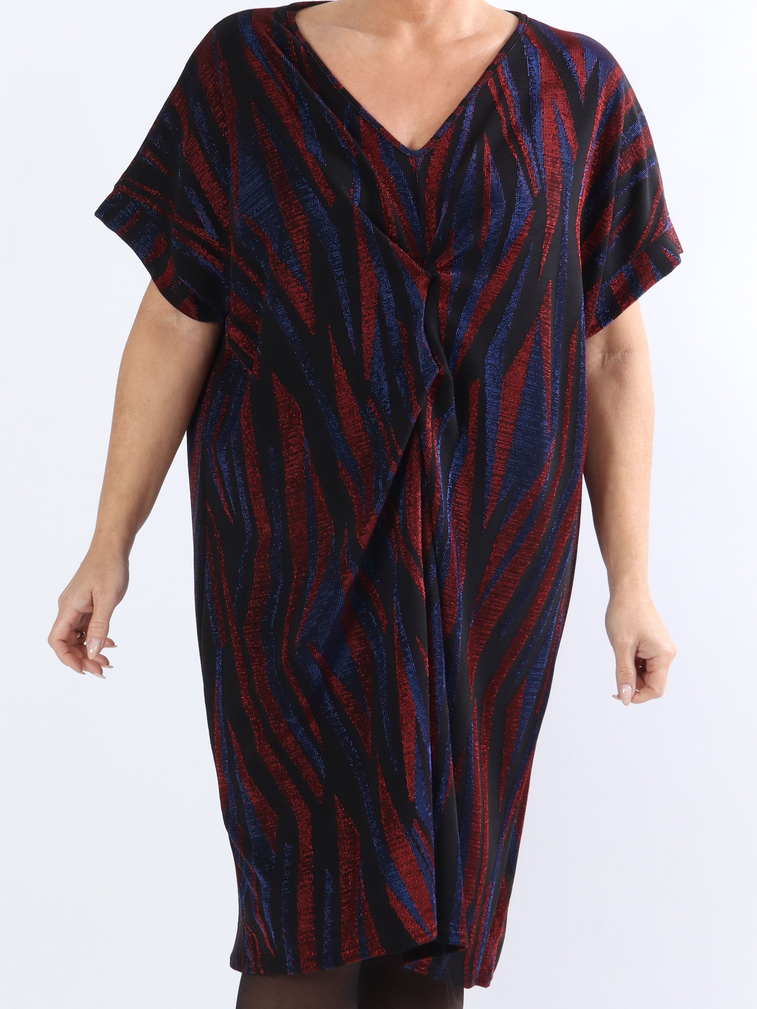 Paloma - Plus size tunikaklänning med glitter og v-hals